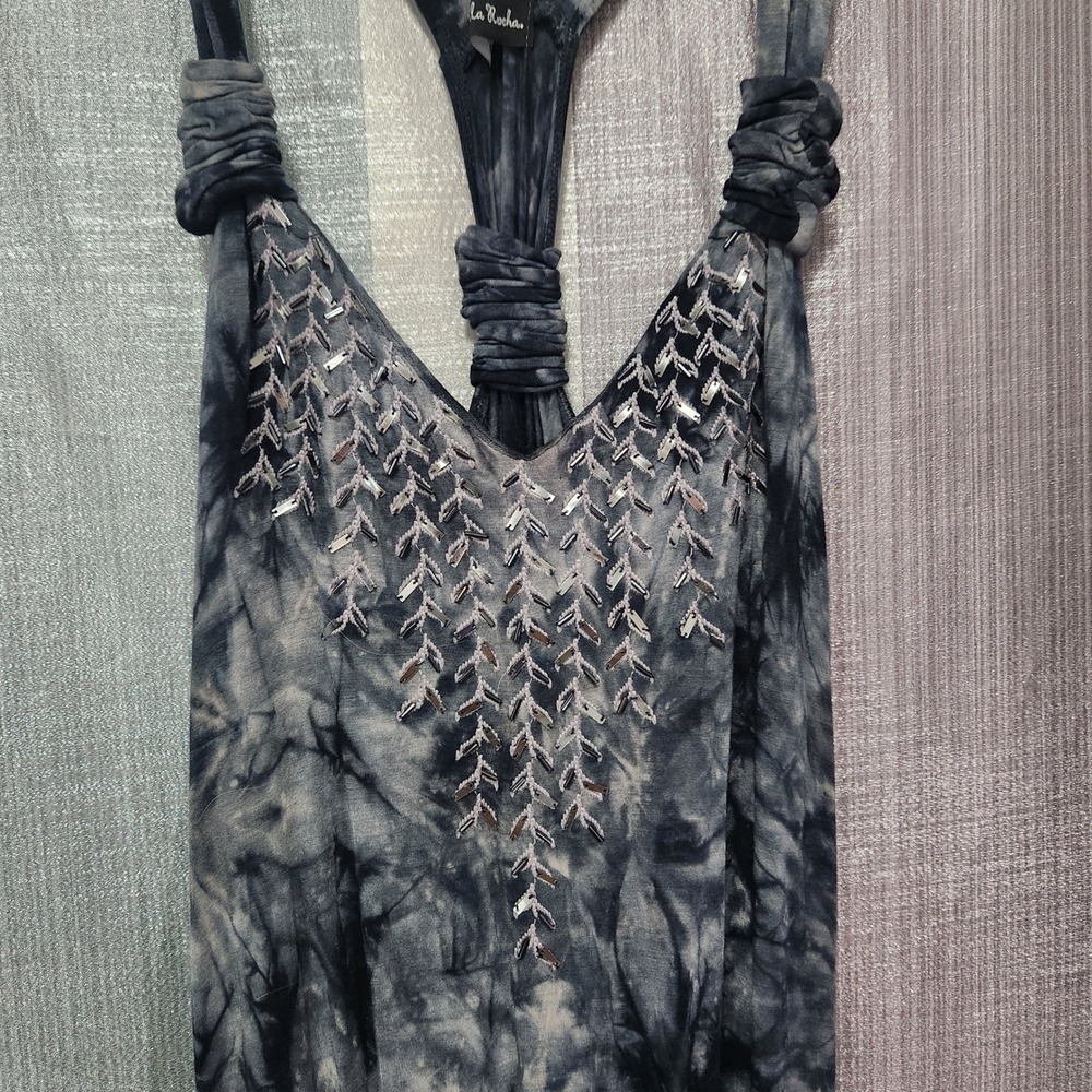 Gabriella Rocha Tie Dye Beaded V-Neck Romper S Whimsical Fairy Grunge Celestial